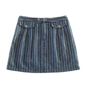 LOVE Riche Boho Pinstriped Denim Skirt
